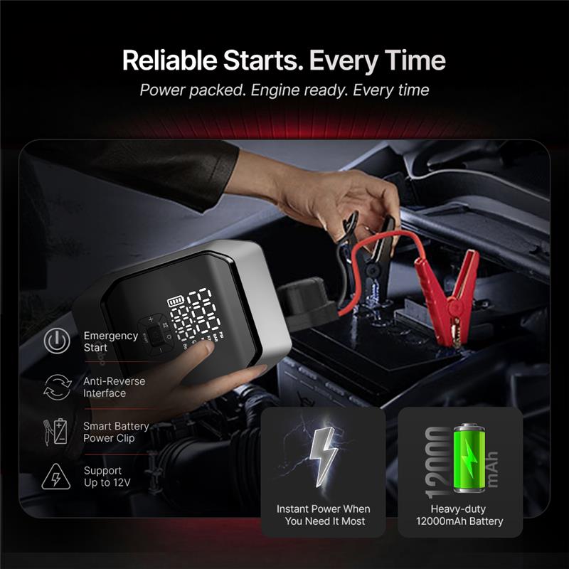 Battery Jump Starter + Digital Tyre Inflator | 2-in-1