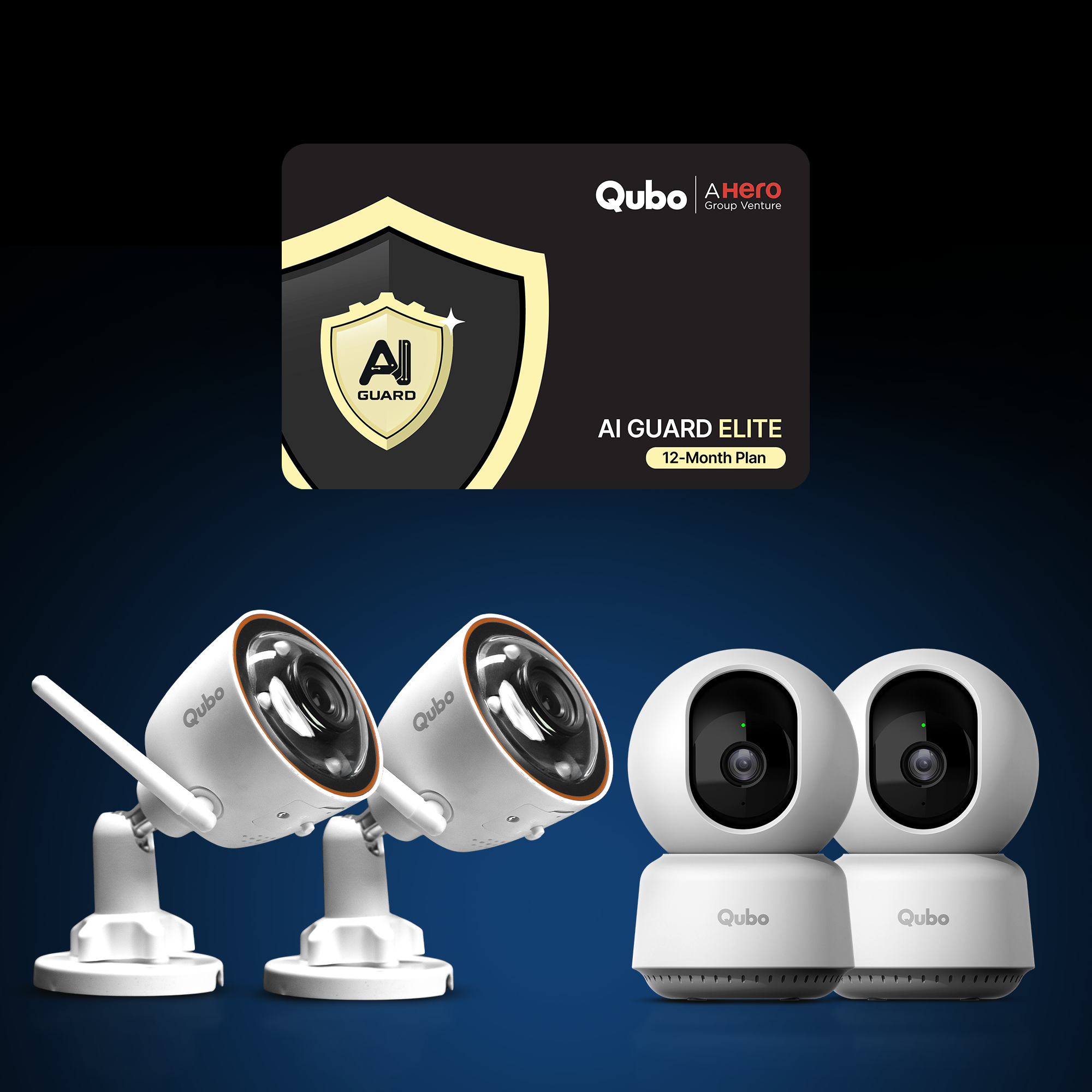 Smart Camera 360° 3MP 2K (x2), Smart Outdoor Bullet Camera 3MP (x2) & AI Guard Elite Combo