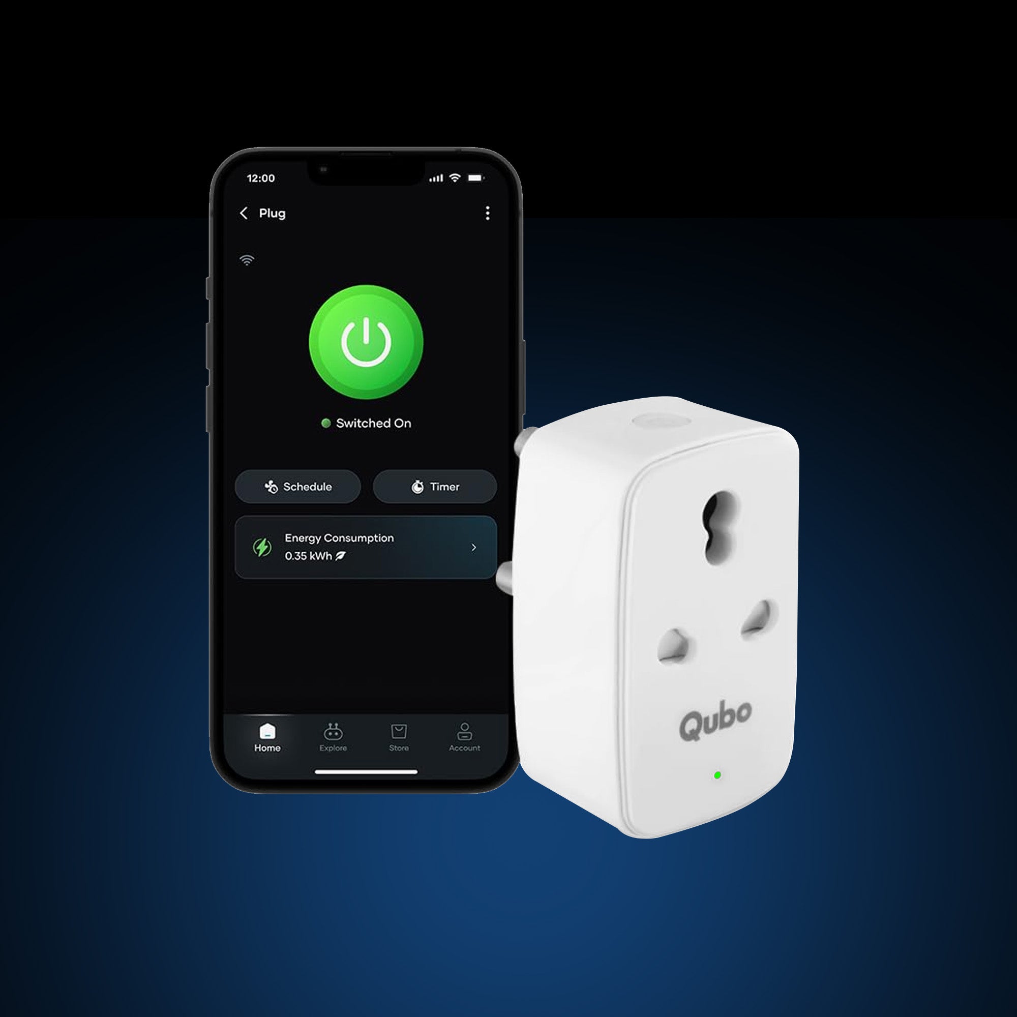 Qubo 16A Wi-Fi+BT Smart Plug, Ideal for Heavy Appliances
