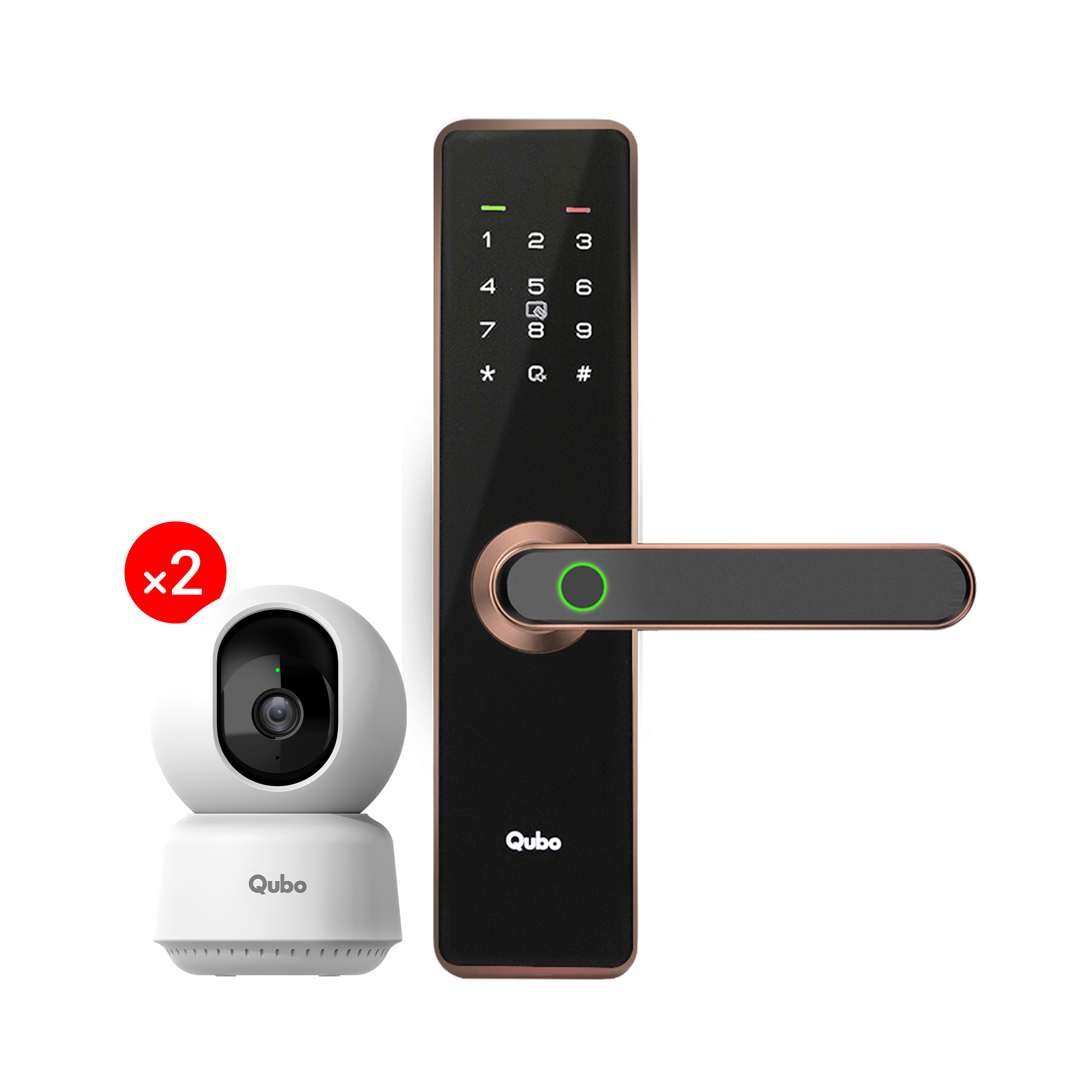 Smart Door Lock Essential (Copper) & 2xSmart Camera 360° 3MP Combo