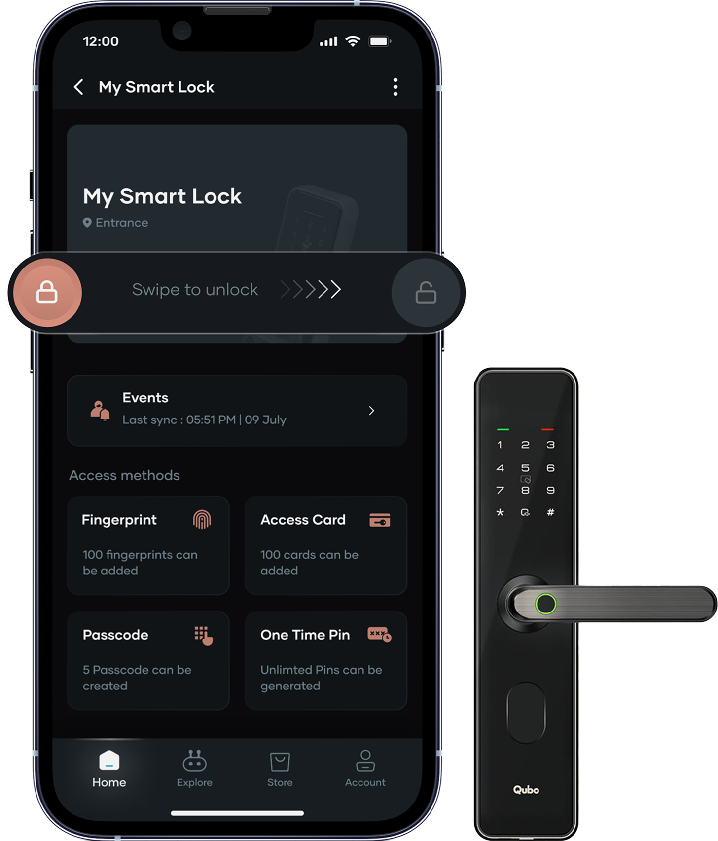 Qubo app on phone with device
