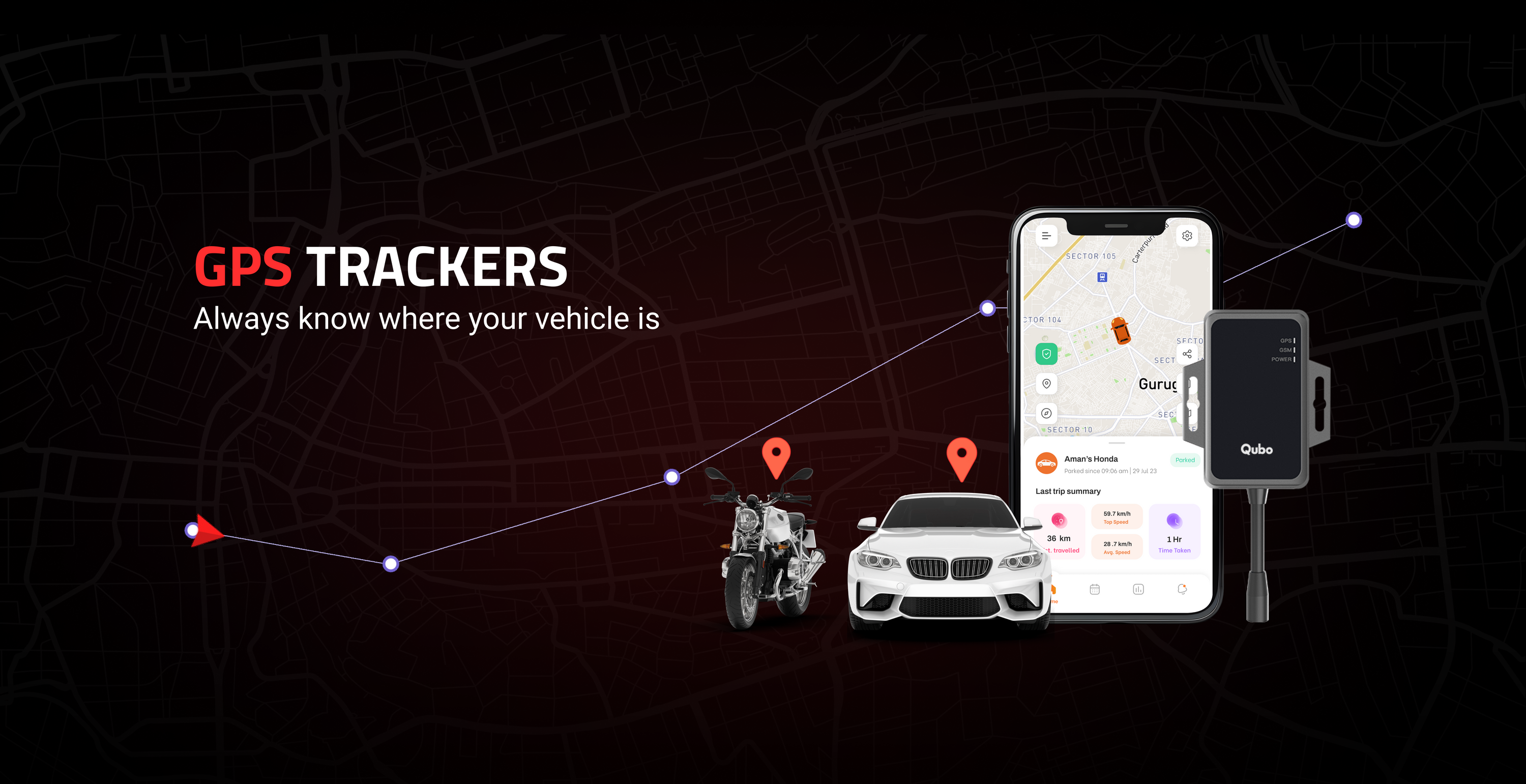 Get real-time location updates, instant alerts for any unusual activity, and track your vehicle’s movement- ensuring your peace of mind and safety wherever you go.