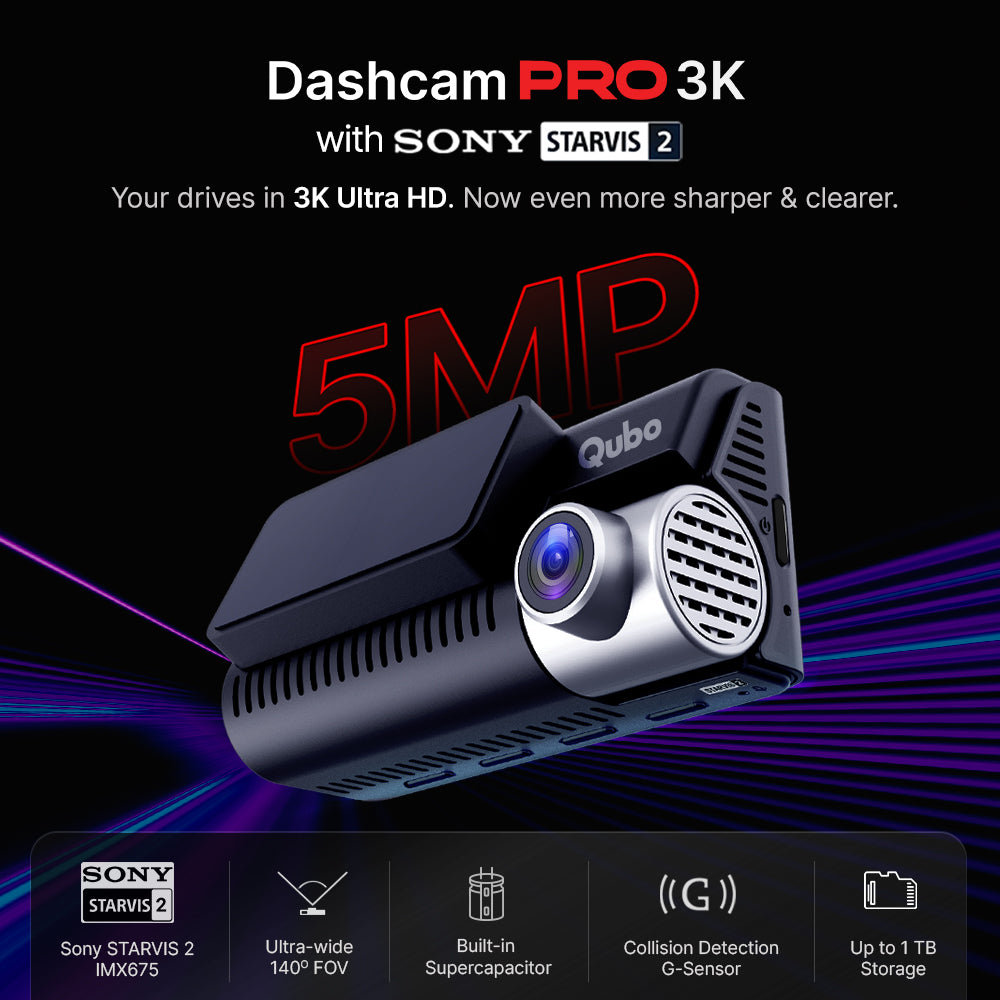 Qubo Dashcam Pro 3K | Sony STARVIS 2 IMX675 Sensor (Front)