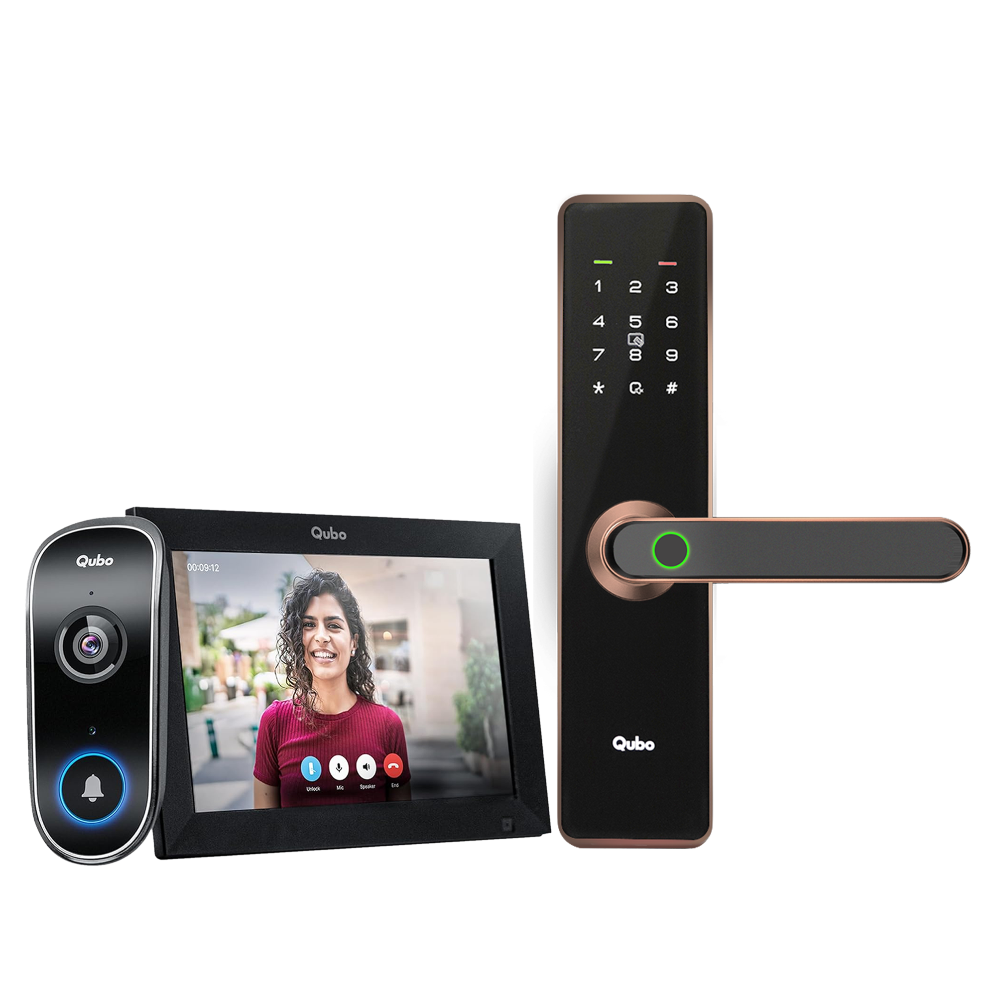 Instaview Video Doorphone & Smart Door Lock Essential (Copper) Combo