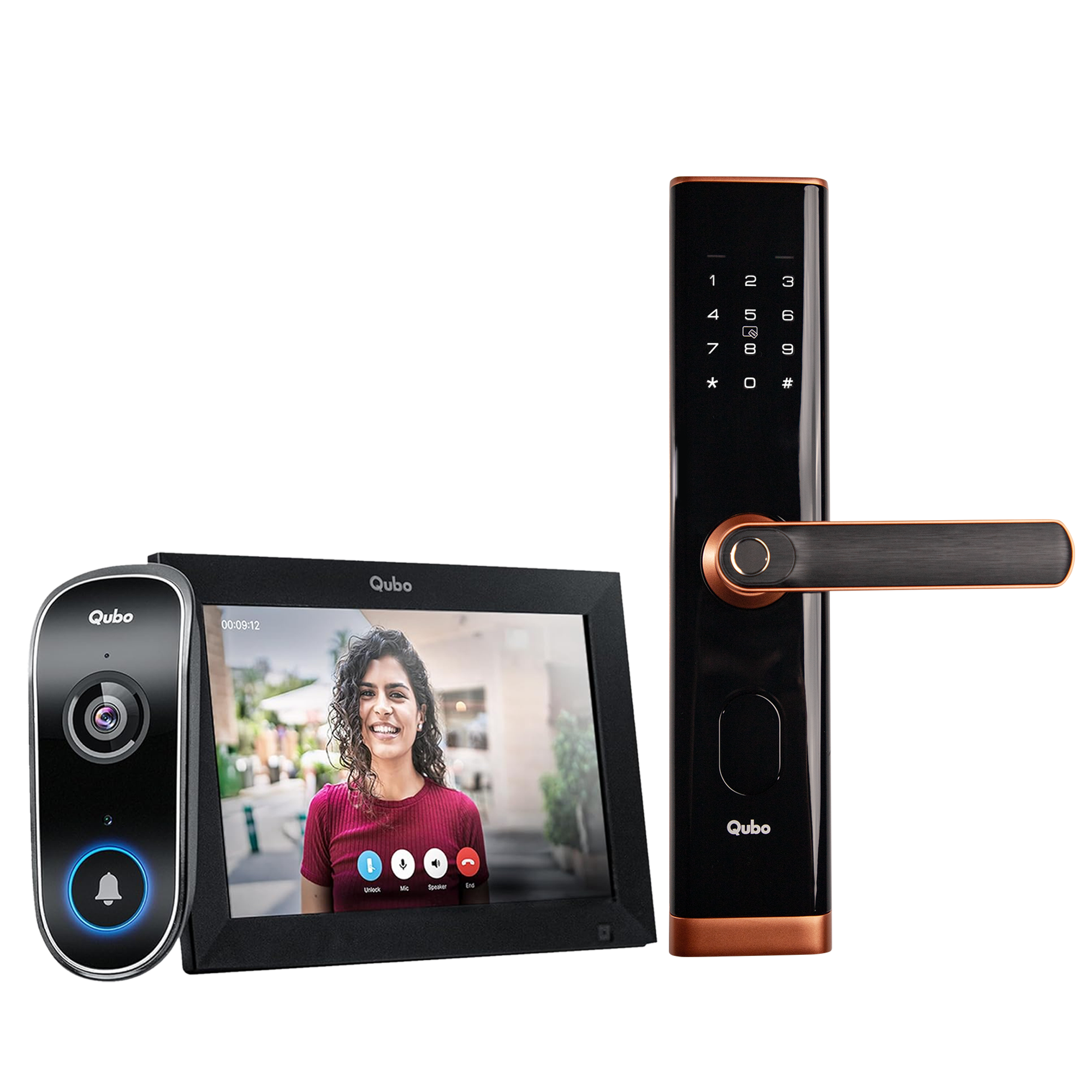 Instaview Video Doorphone & Smart Door Lock Nova (Copper) Combo