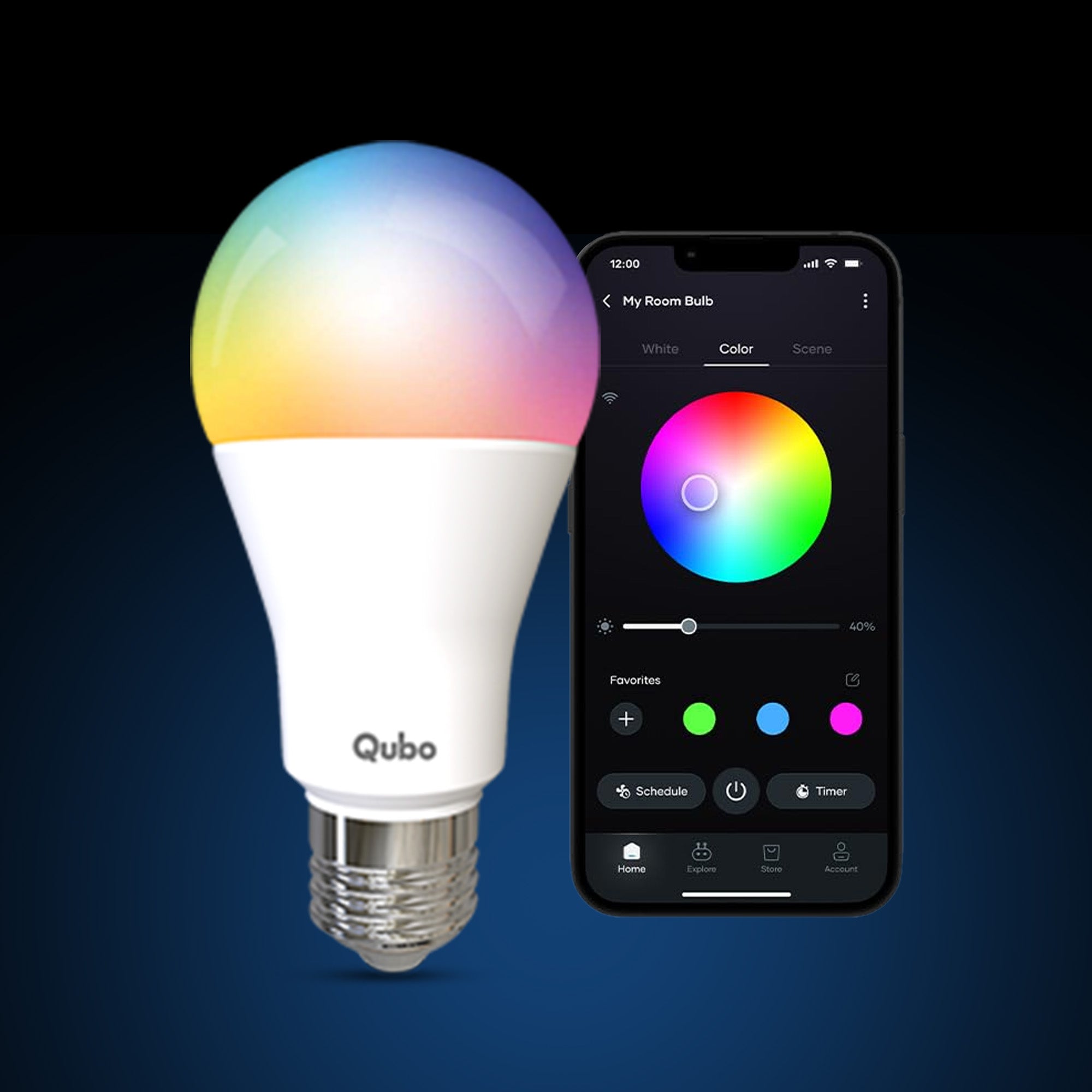 QUBO 9W E27 Smart LED Bulb | Wi-Fi & BT