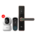 Video Doorbell Pro, Smart Door Lock Essential (Copper) & 2xSmart Camera 360° 3MP Combo