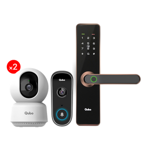 Video Doorbell Pro, Smart Door Lock Essential (Copper) & 2xSmart Camera 360° 3MP Combo