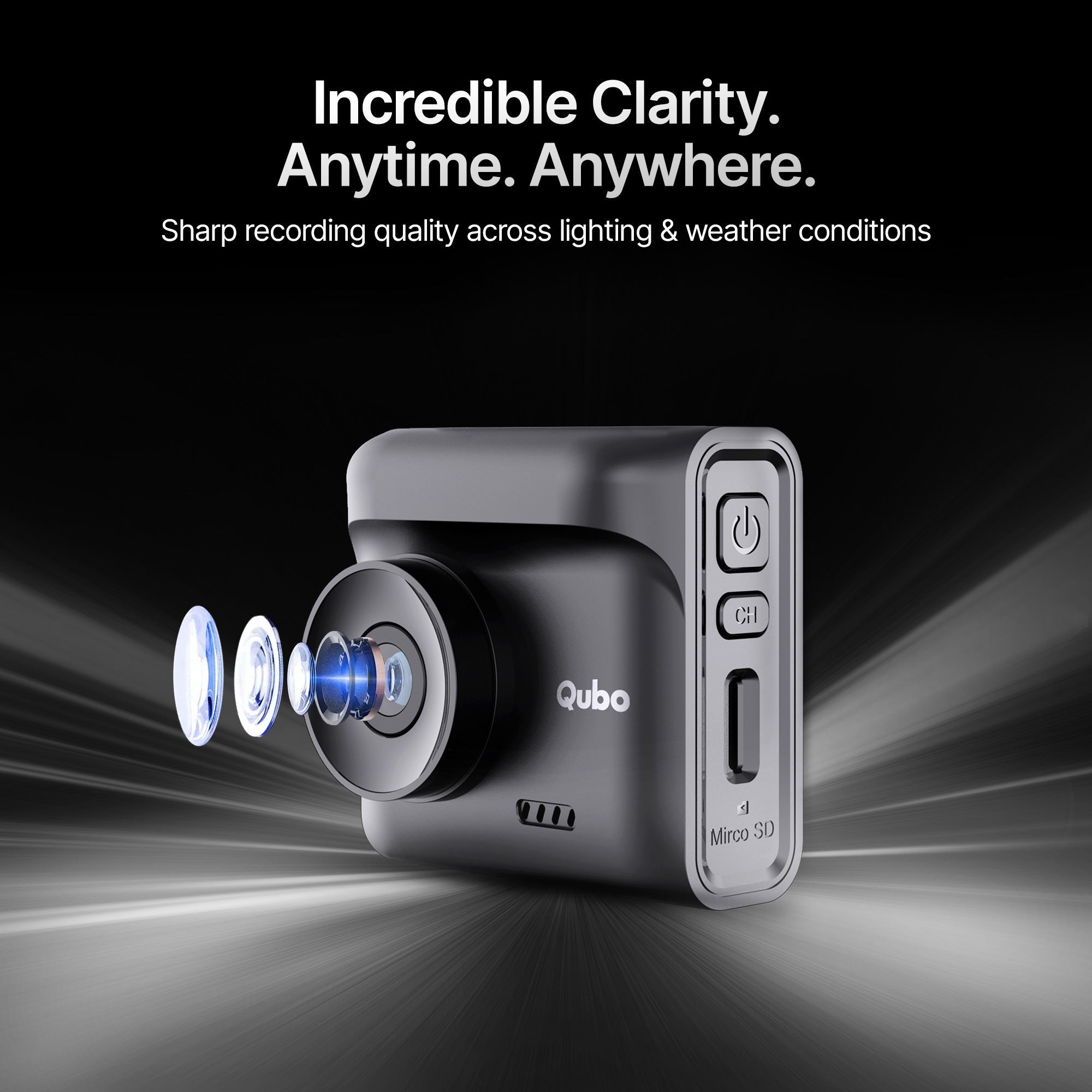 Qubo Car Dash Cam Pro 2.7K | 5MP QHD+ | HDR (Front)