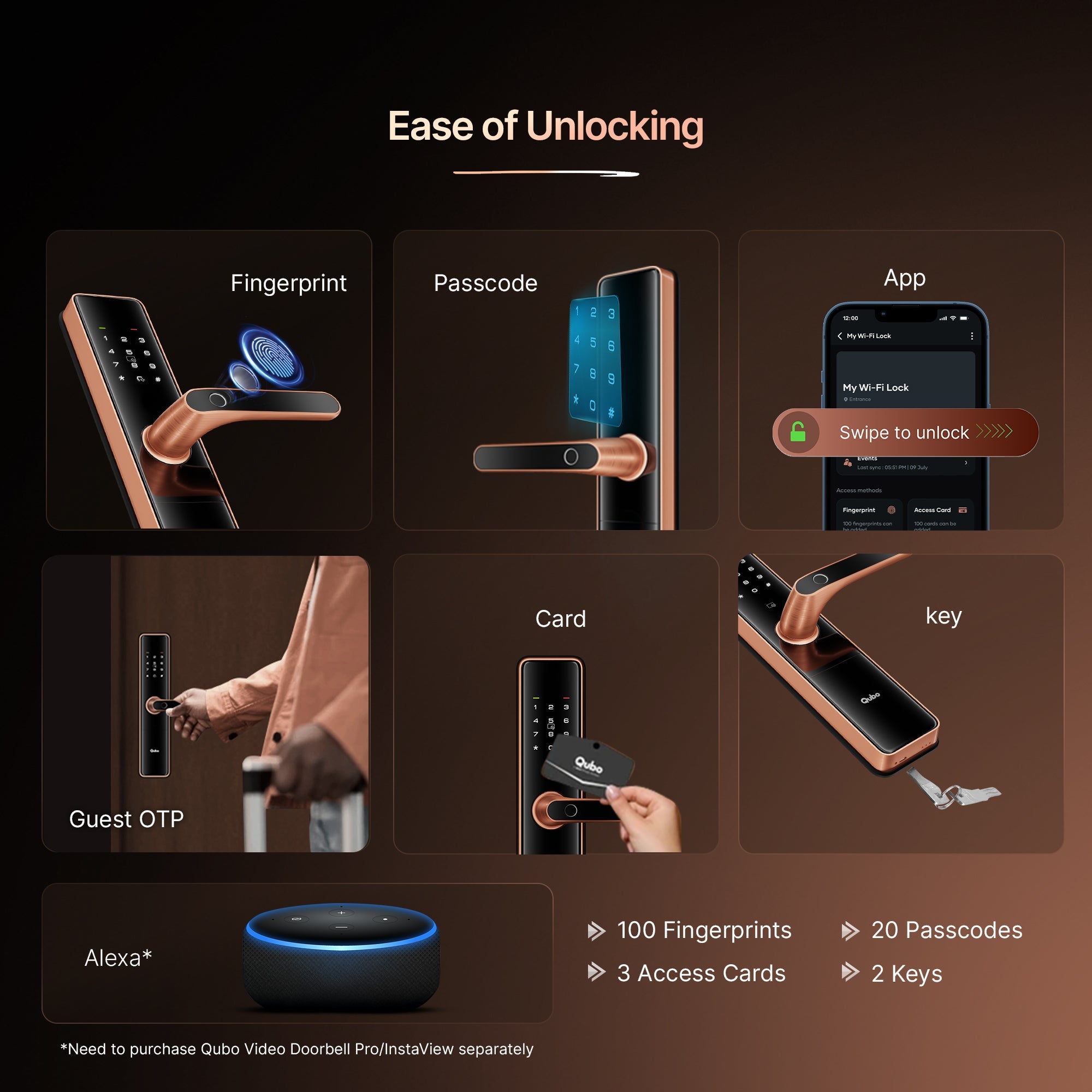 Qubo Smart Door Lock ULTRA Copper Installation WI