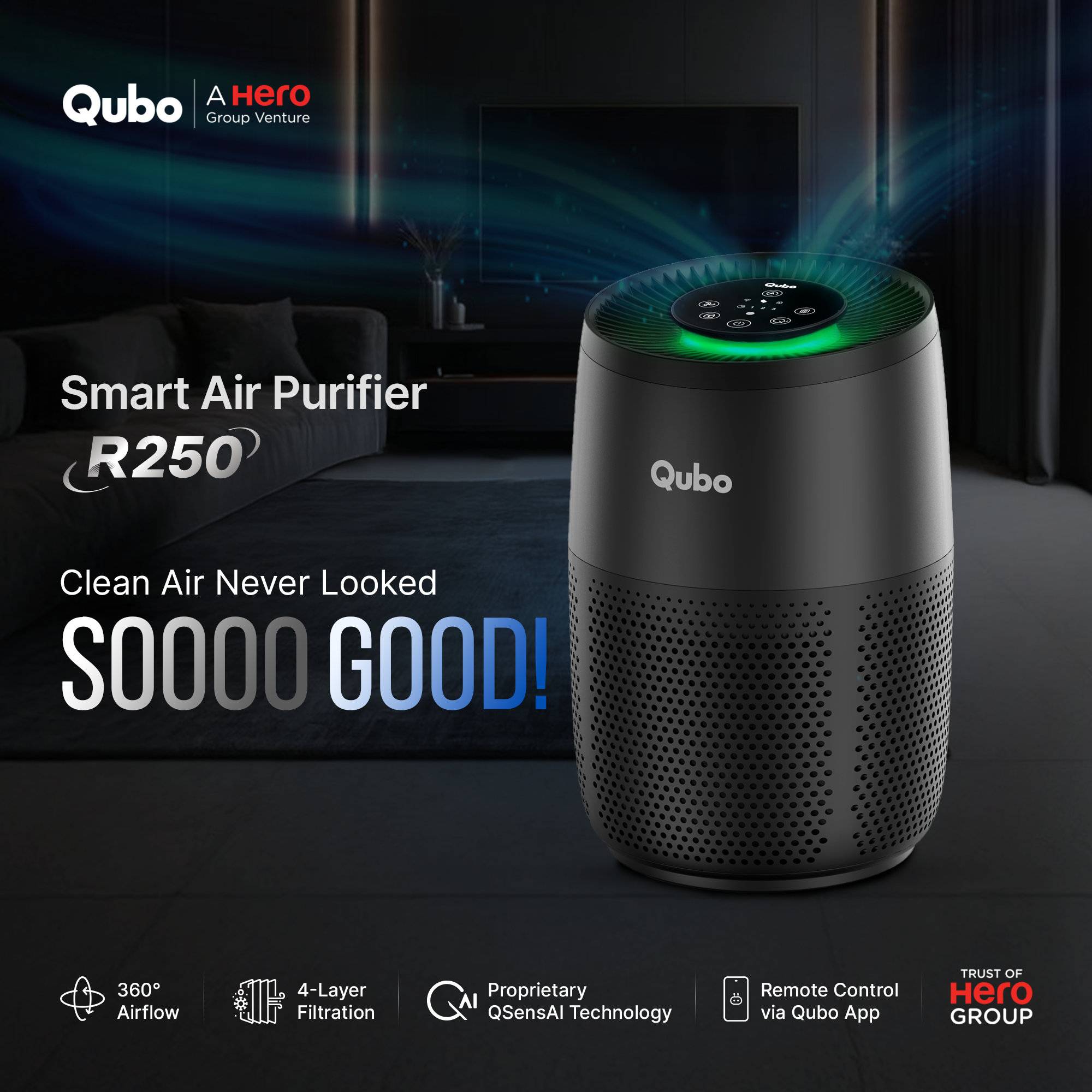 Smart Air Purifier R250 for Home [Upto 250 SqFt]