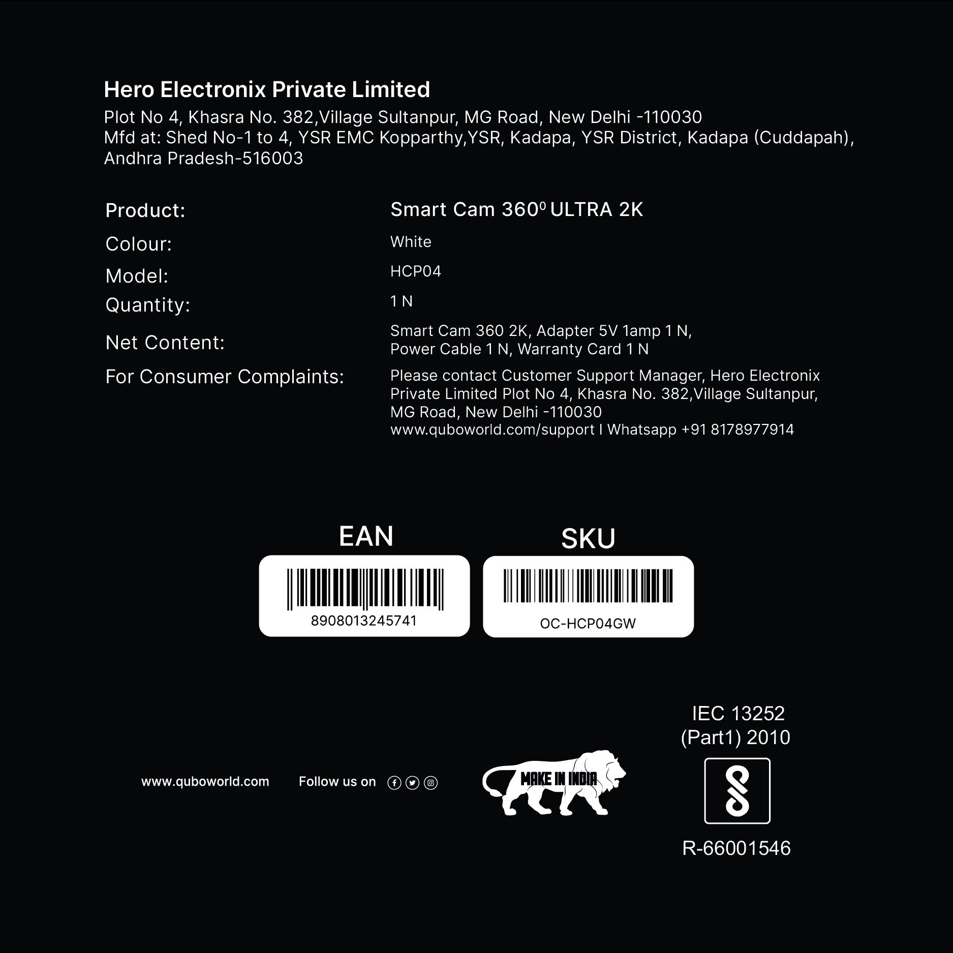 Smart Cam 360 Ultra 2K Label