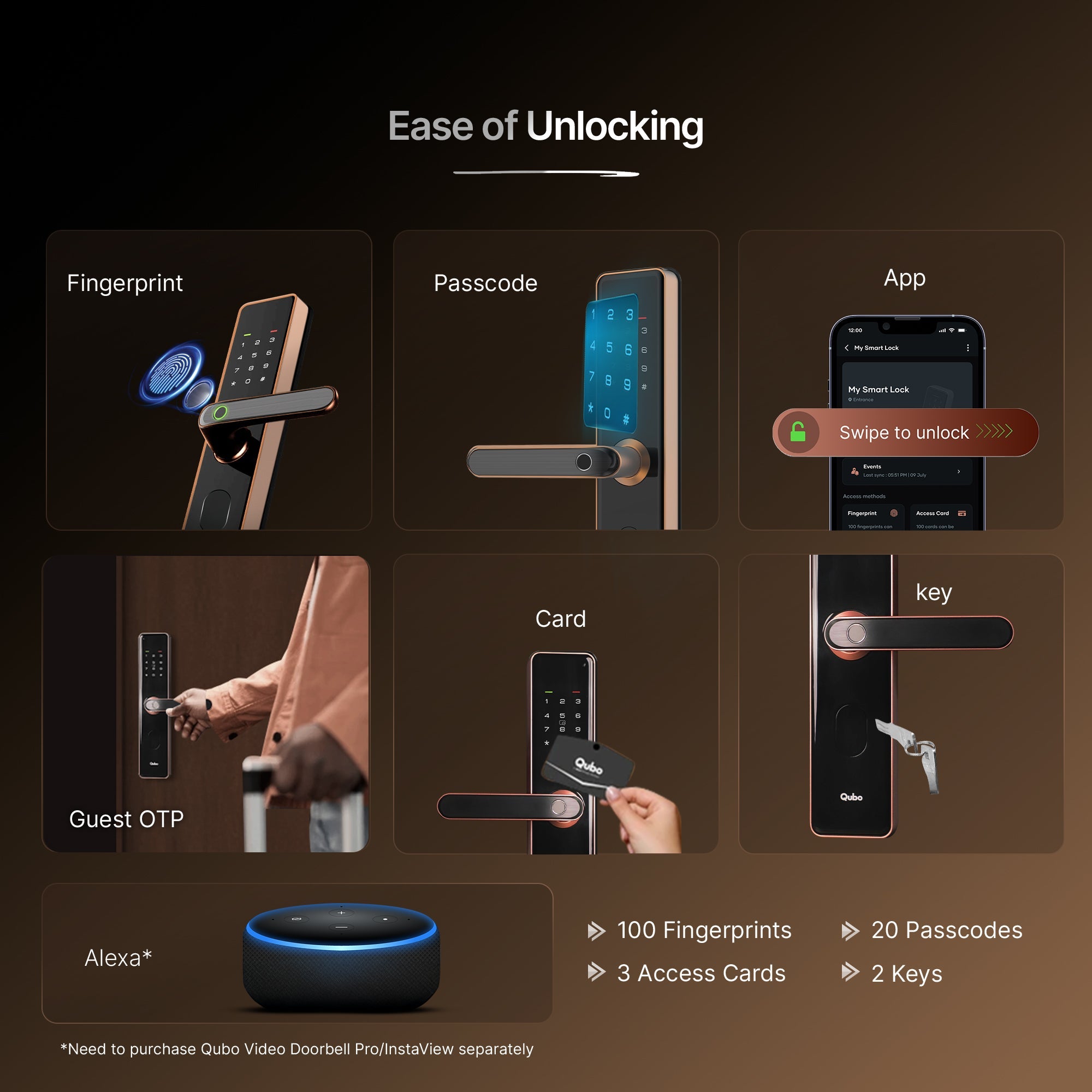 Smart Door Lock Select (Copper)