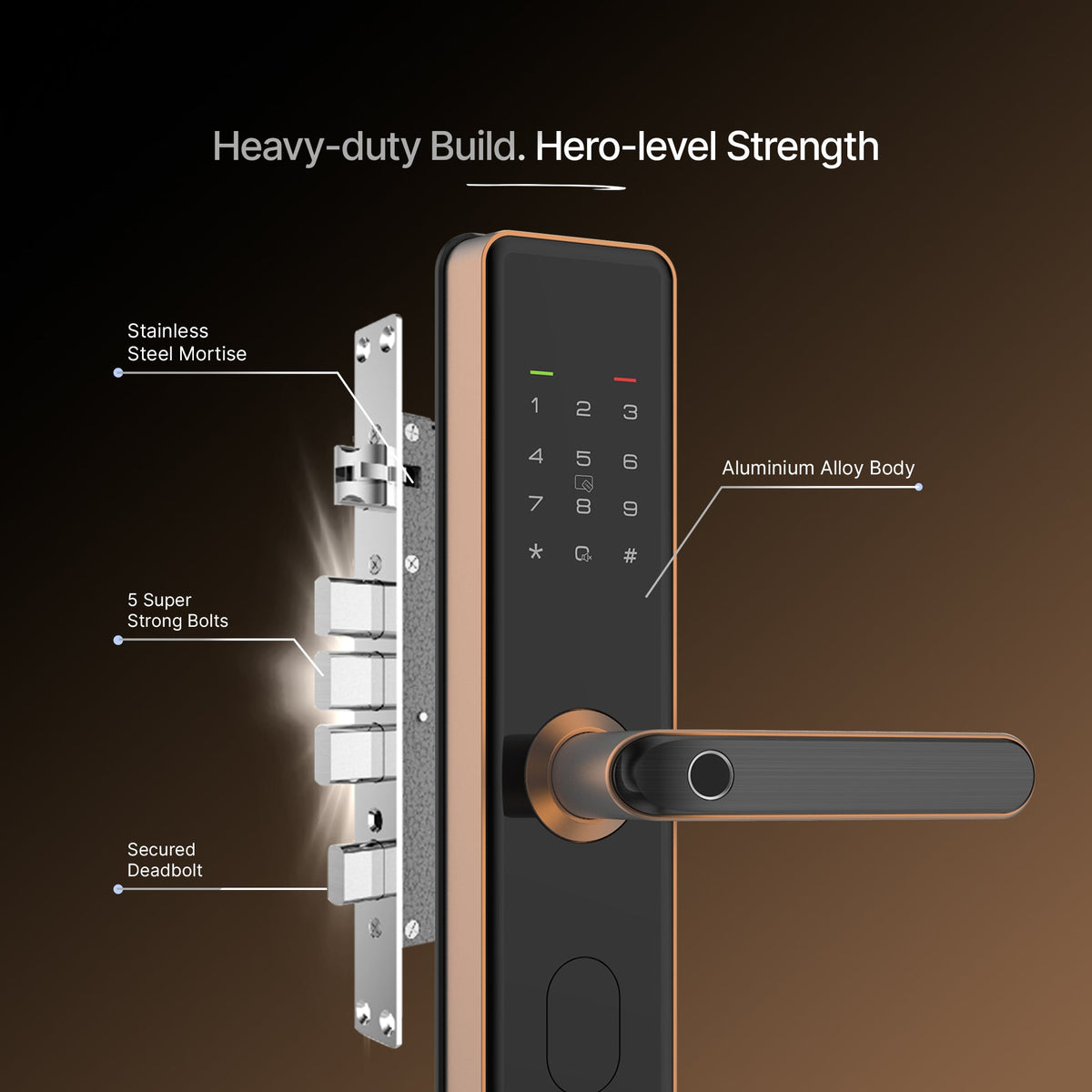 Lockto Copper Smart Door Lock Select (Copper) – Qubo India