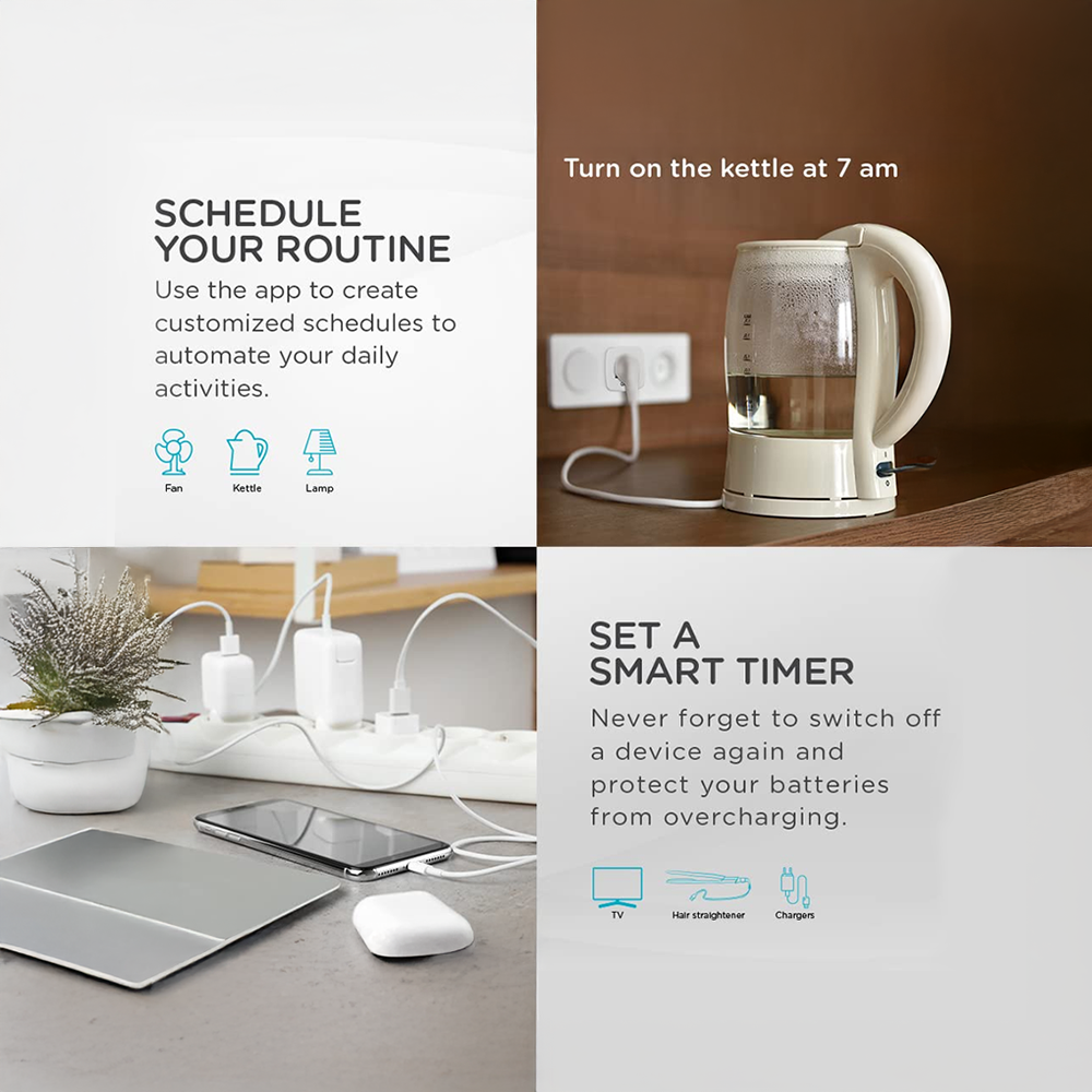 Qubo 10A Wi-Fi+BT Smart Plug, Ideal for Small Devices