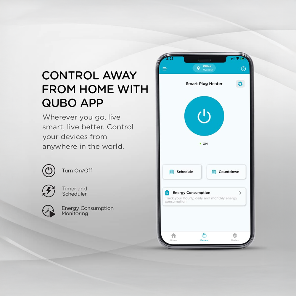 Qubo 16A Wi-Fi+BT Smart Plug, Ideal for Heavy Appliances