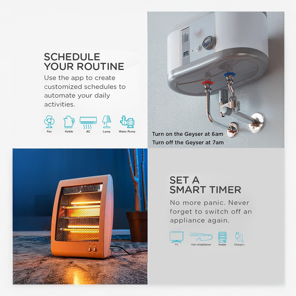 Qubo 16A Wi-Fi+BT Smart Plug, Ideal for Heavy Appliances