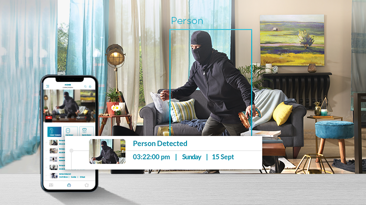 Indoor camera with person motion detector
